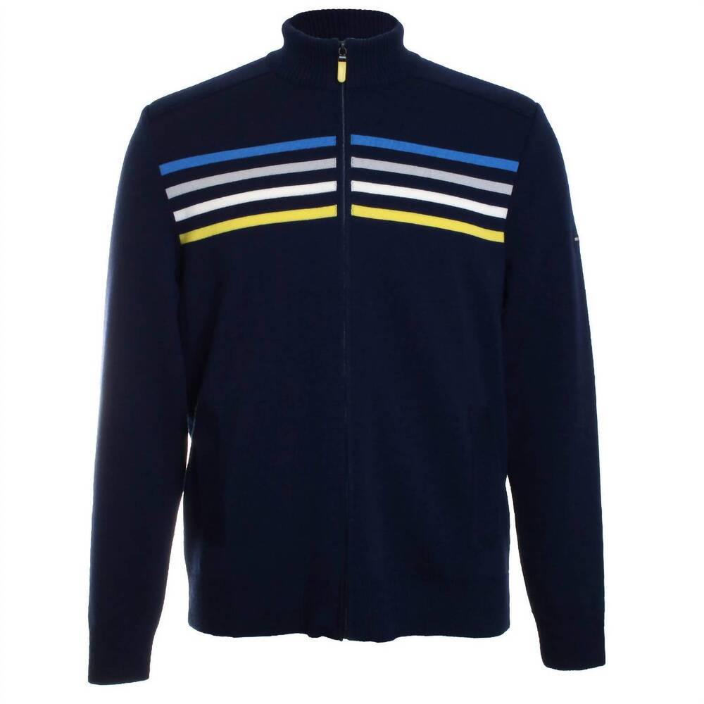 NEW SAINT JAMES men's bandol navy full zip sweater in navy